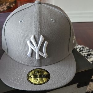 New Era Gray 59FIFTY Cap with White Logo NY